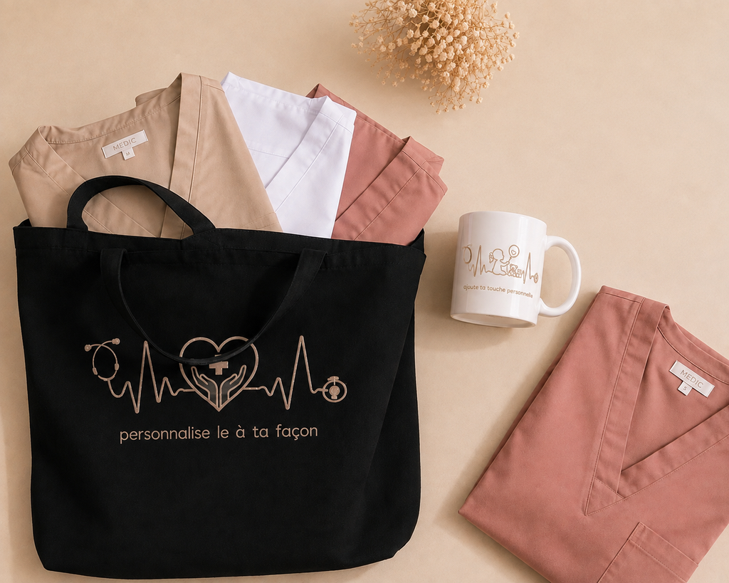 Tote bag personnalisé soignant — Prénom & motif au choix