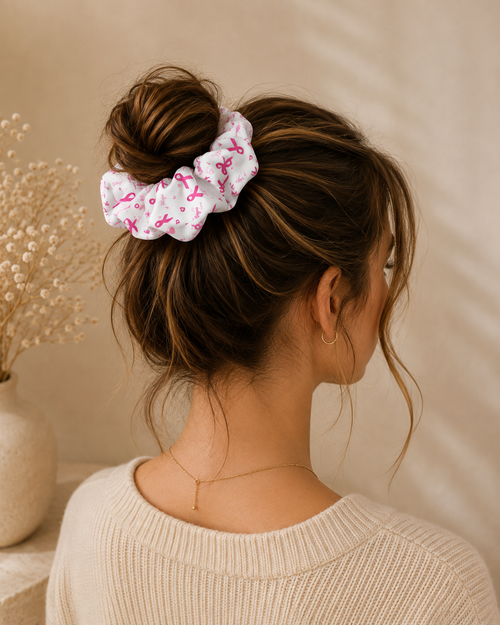Chouchou Octobre Rose — Blanc — 1€ reversé à la Ligue contre le cancer