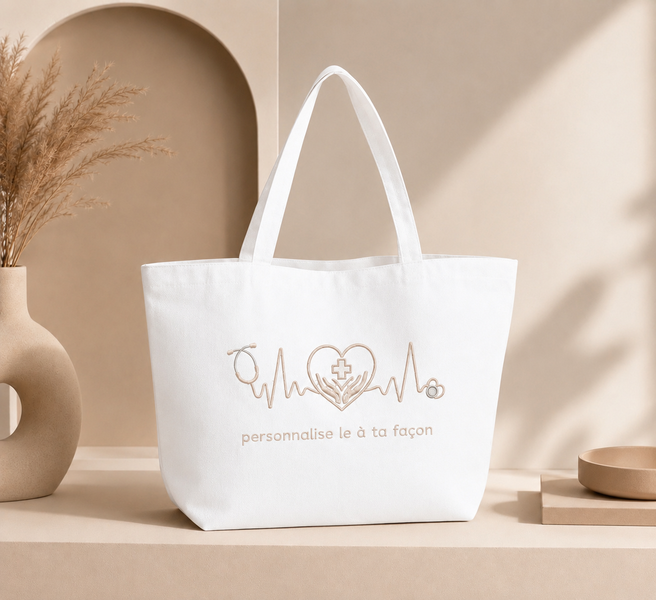 Tote bag personnalisé soignant — Blanc