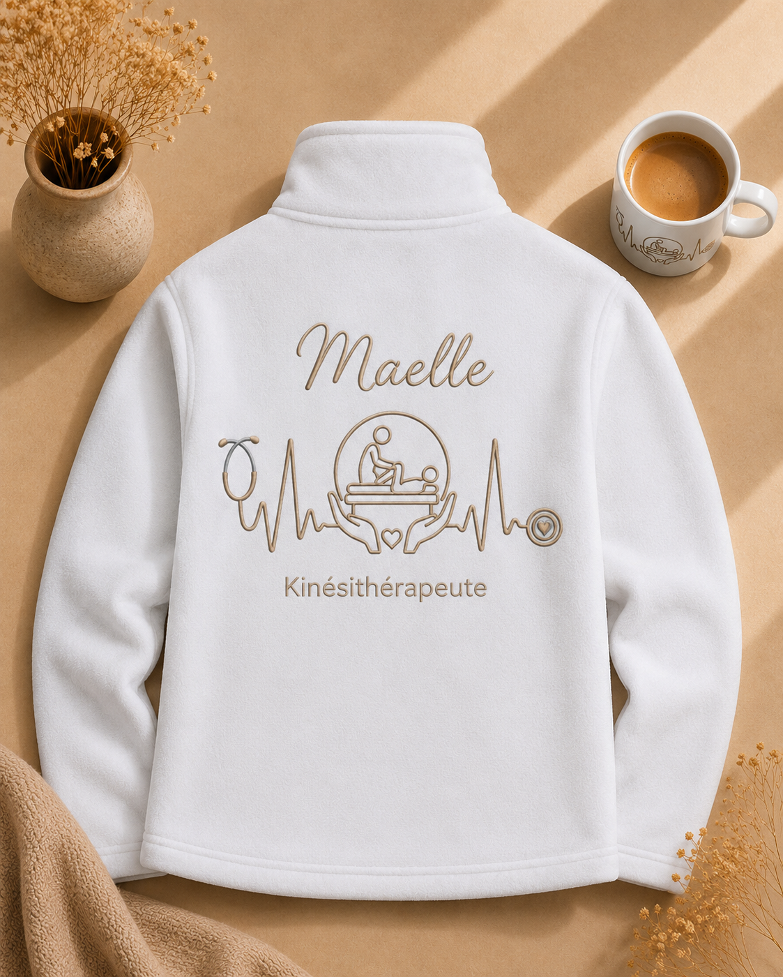 Polaire personnalisée soignant — Prénom & métier au choix