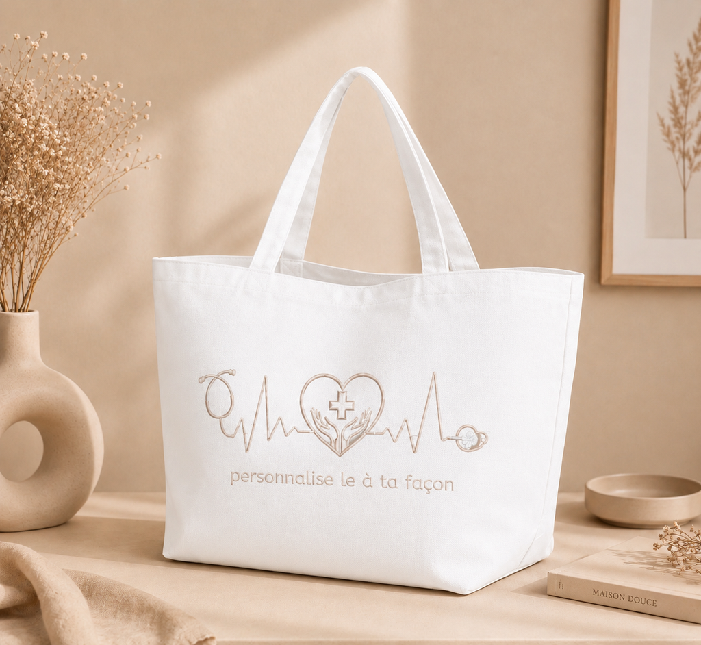 Tote bag personnalisé soignant — Blanc