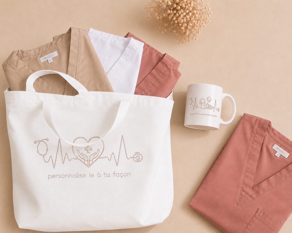 Tote bag personnalisé soignant — Blanc