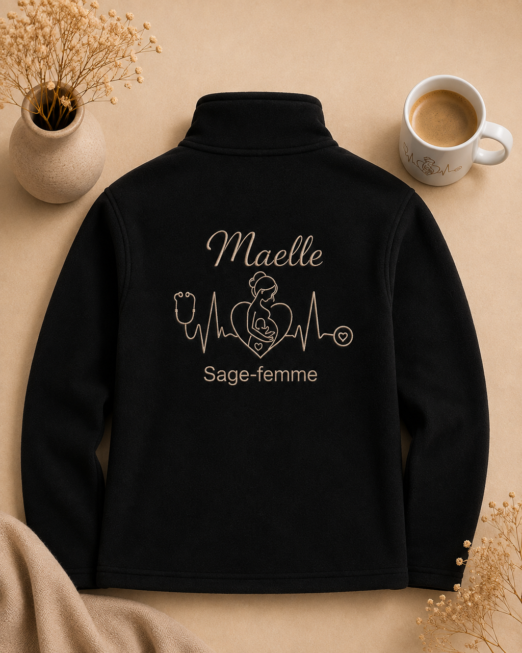 Polaire personnalisée soignant — Prénom & métier au choix